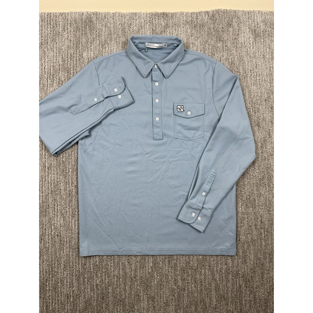 Criquet UNC Tar Heels‎ Long Sleeve Polo Shirt Mens Large Pocket Golf Performance